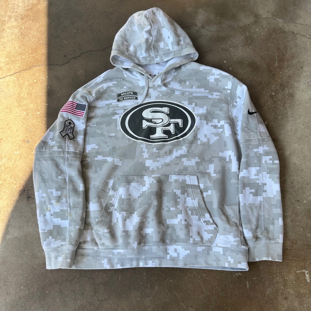 Nike Hoodie Mens XL Grey Good 49ers Salute to Service Digi Camo Pullover